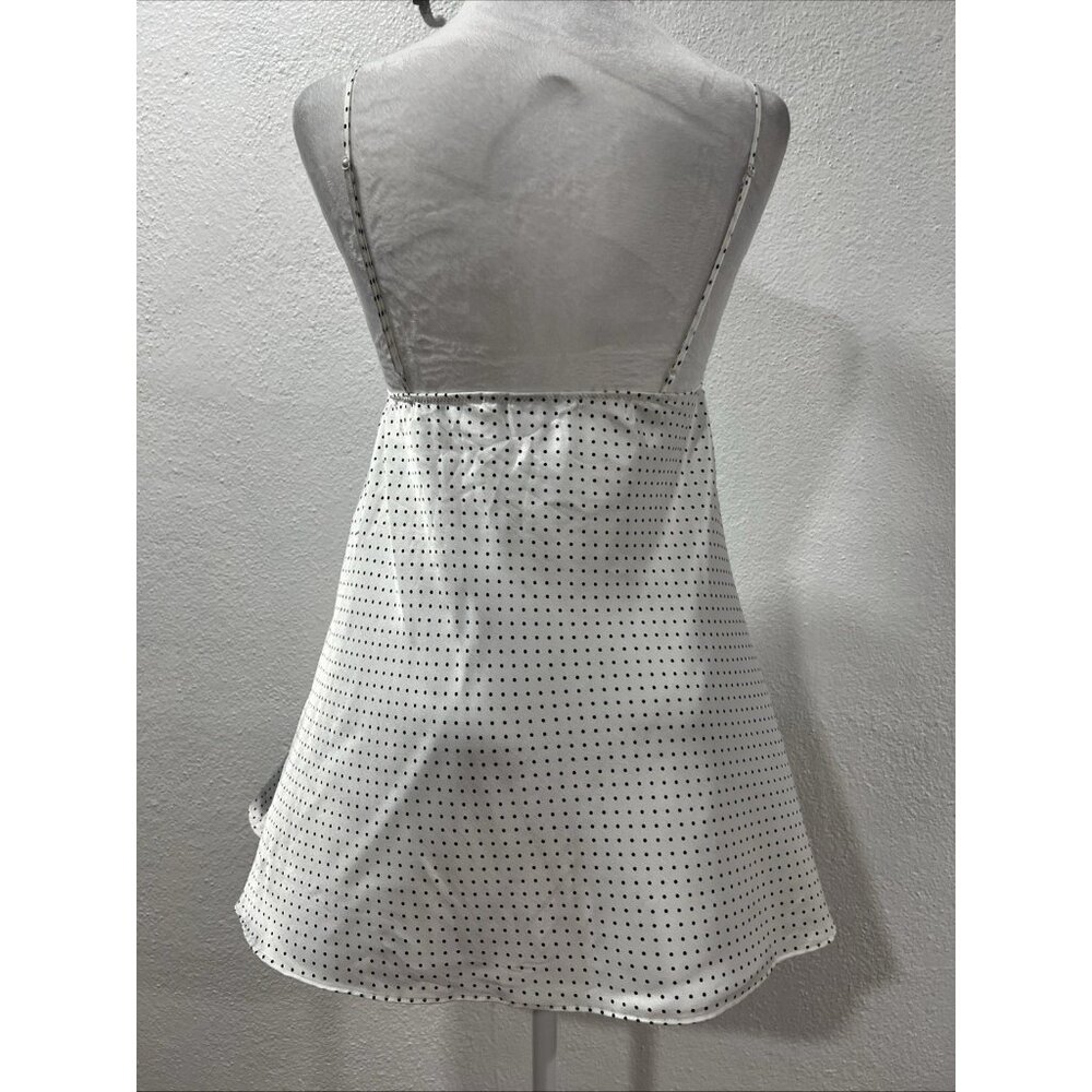 Vtg VICTORIA’S SECRET White Polka Dot  Satin Babydoll Cami Top Fairy Y2k 2000s M - Picture 5 of 12
